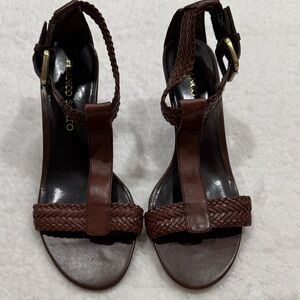 Franco Sarto Women's Dark Brown Braided Sandals